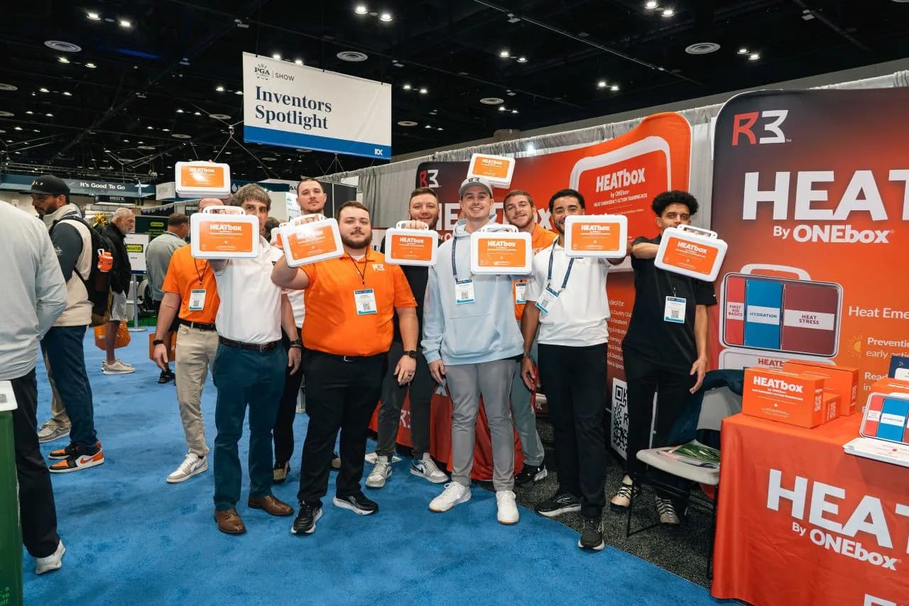 The R3 team presenting HEATbox in the Inventors Spotlight at the PGA Show